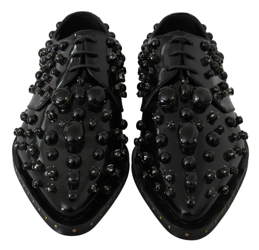 Chaussures Dolce & Gabbana brogues en cuir noir à cristaux
