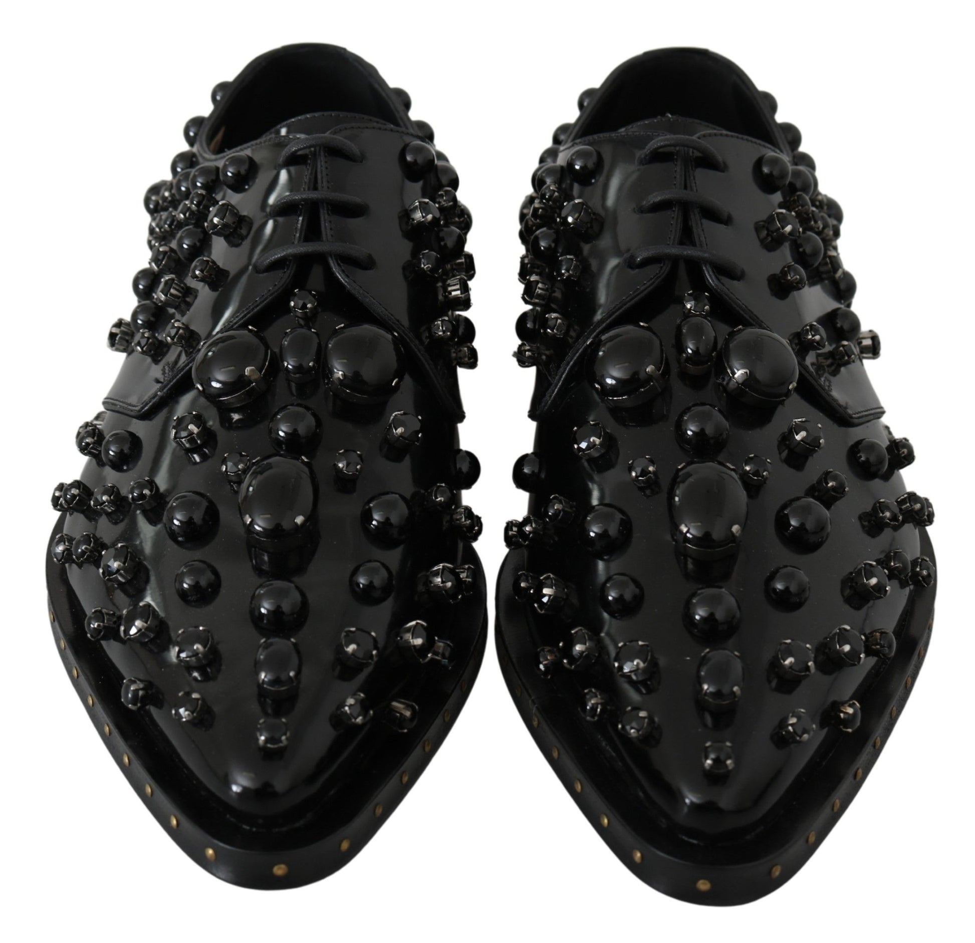 Chaussures Dolce & Gabbana brogues en cuir noir à cristaux