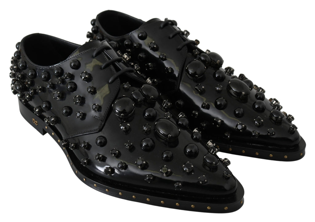 Chaussures Dolce & Gabbana brogues en cuir noir à cristaux