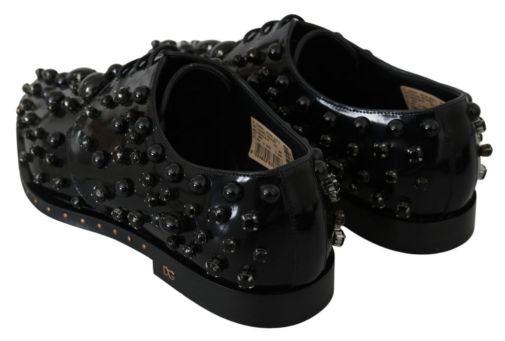 Chaussures Dolce & Gabbana brogues en cuir noir à cristaux