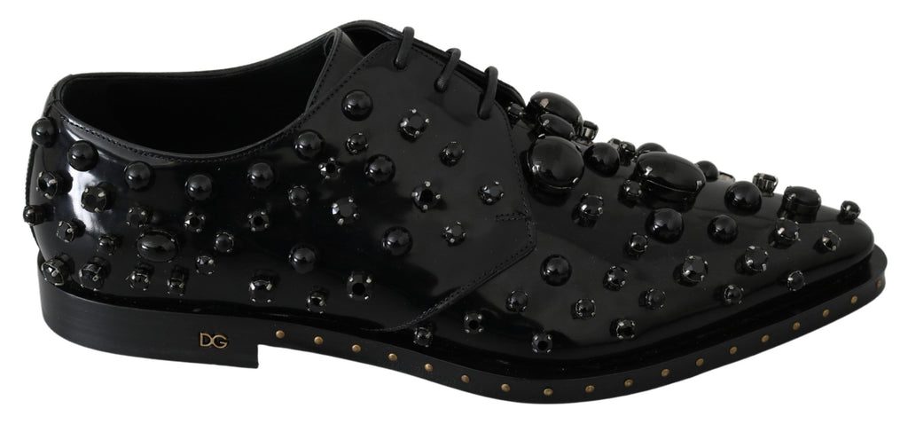 Chaussures Dolce & Gabbana brogues en cuir noir à cristaux