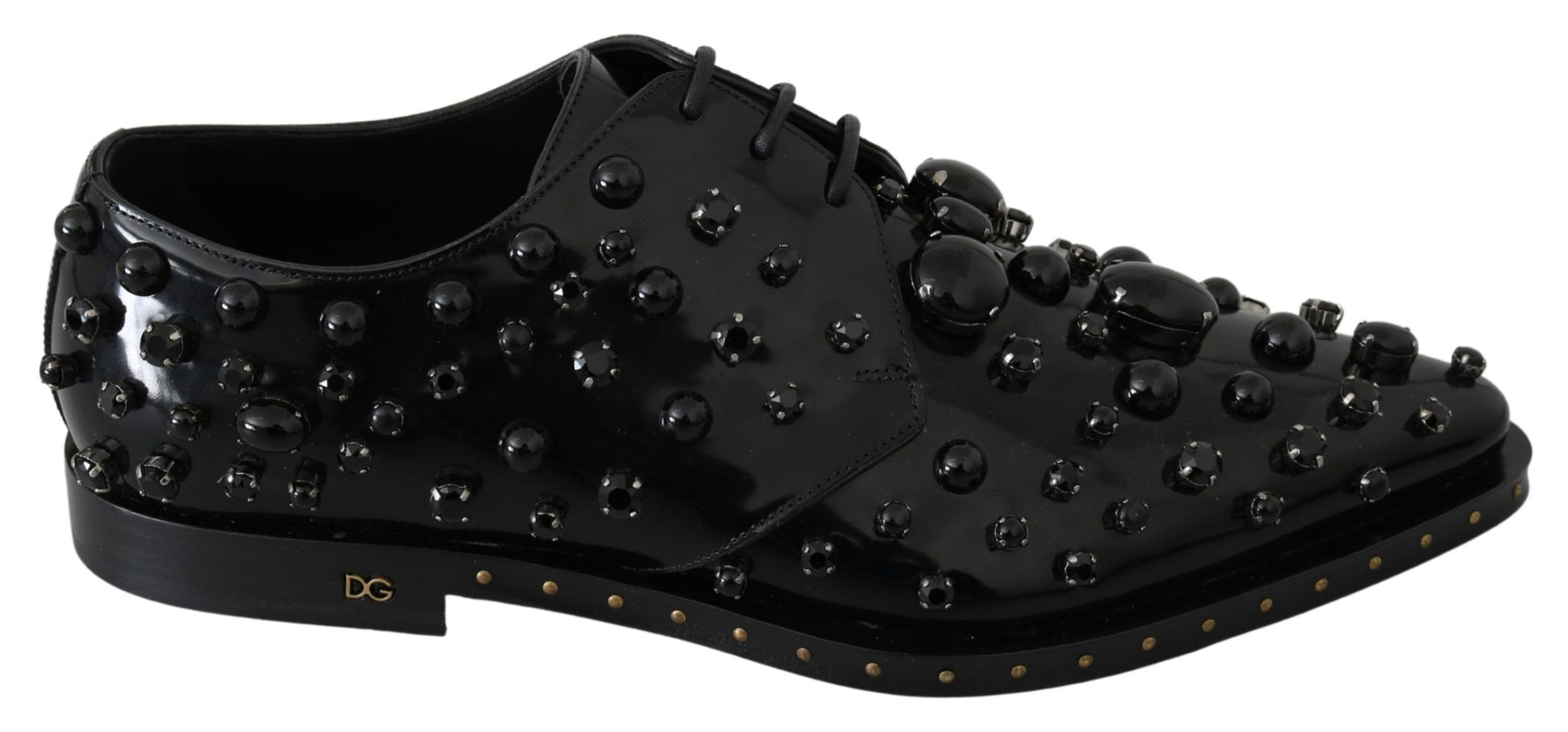 Chaussures Dolce & Gabbana brogues en cuir noir à cristaux