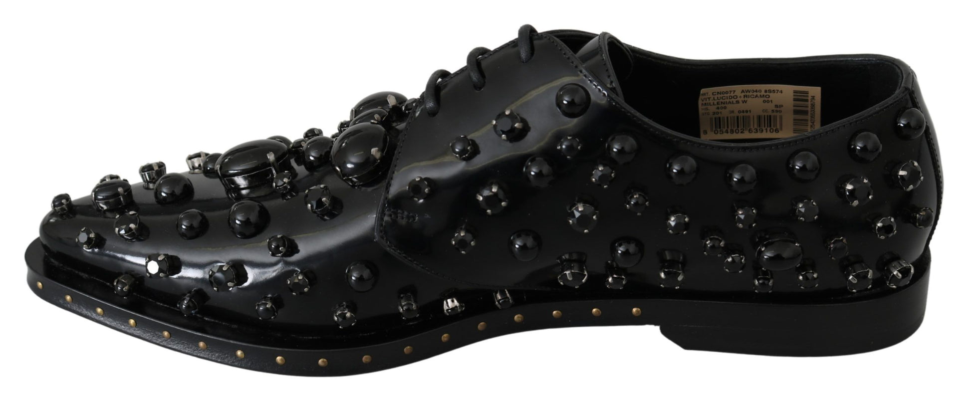 Chaussures Dolce & Gabbana brogues en cuir noir à cristaux