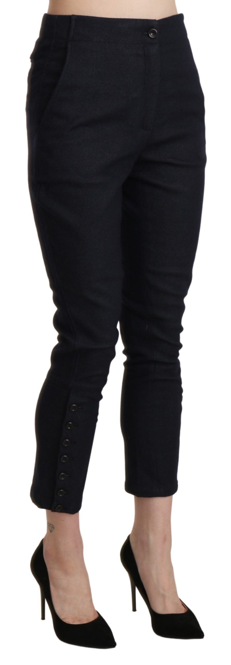 Ermanno Scervino Black Cropped Pants for Women side view