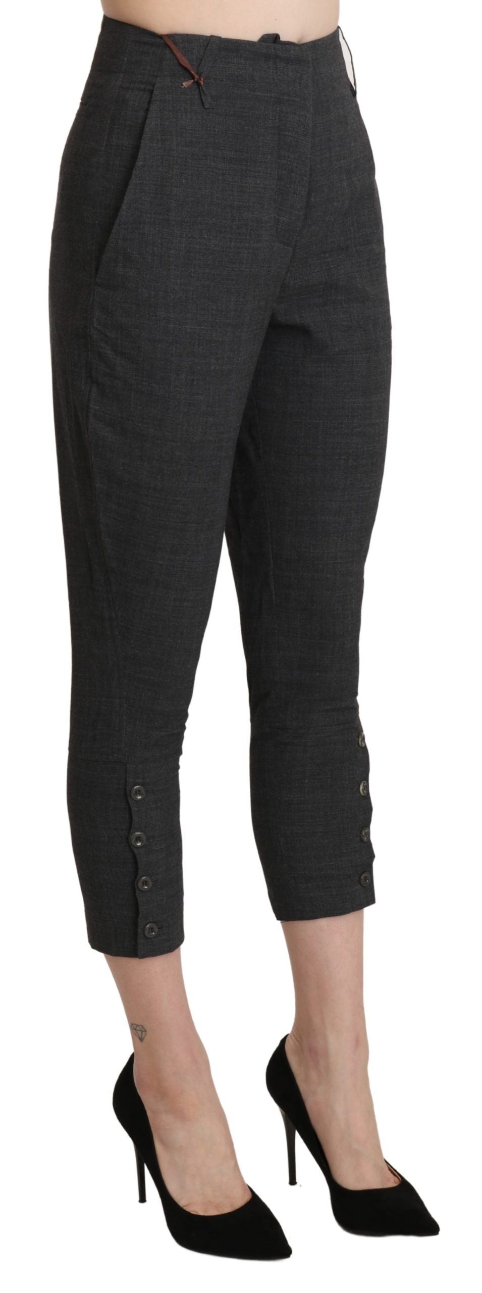 Ermanno Scervino Black Cropped Pants for Women side view