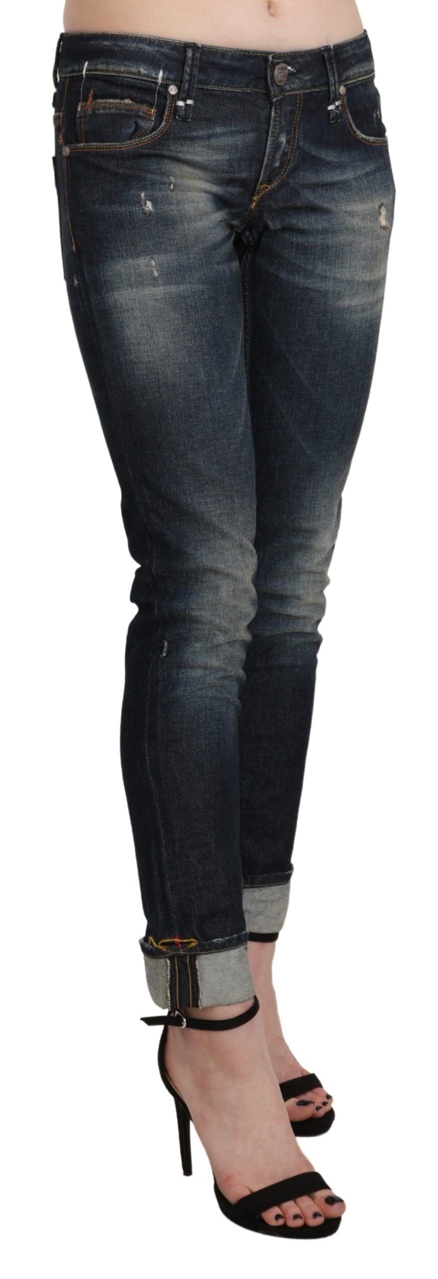 Acht Blue Skinny Jeans for Women side view