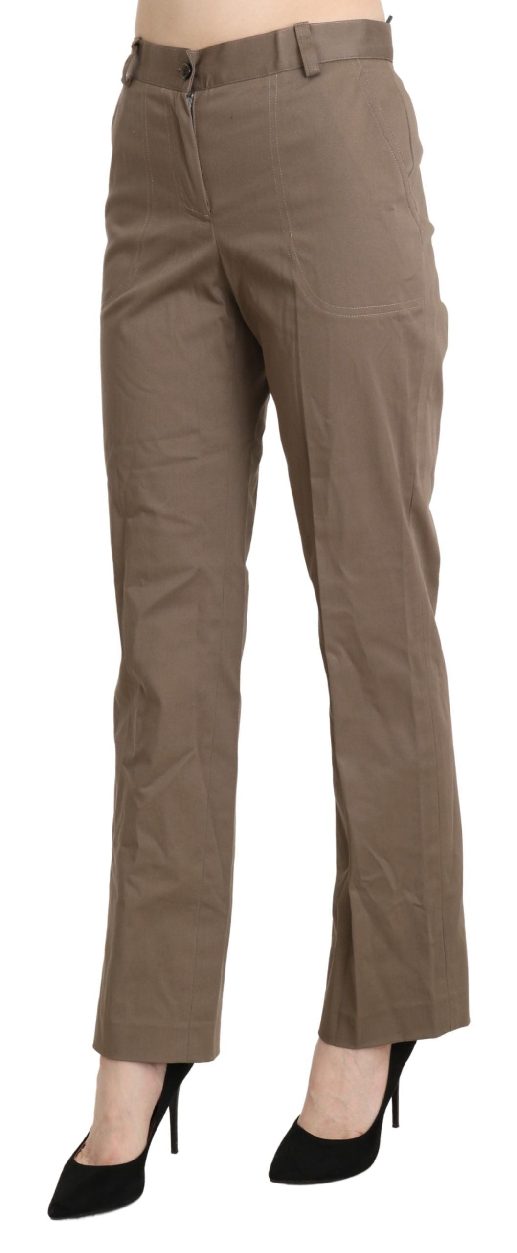 BENCIVENGA Pantalon Droit Taille Haute Marron