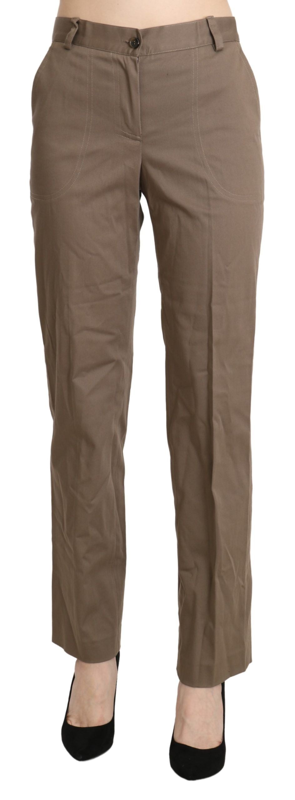 BENCIVENGA Pantalon Droit Taille Haute Marron