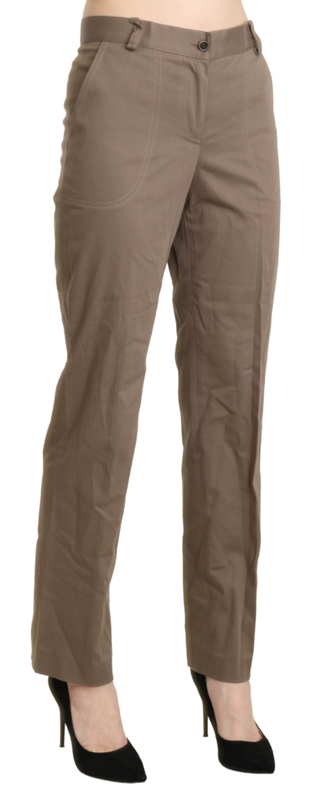 BENCIVENGA Pantalon Droit Taille Haute Marron