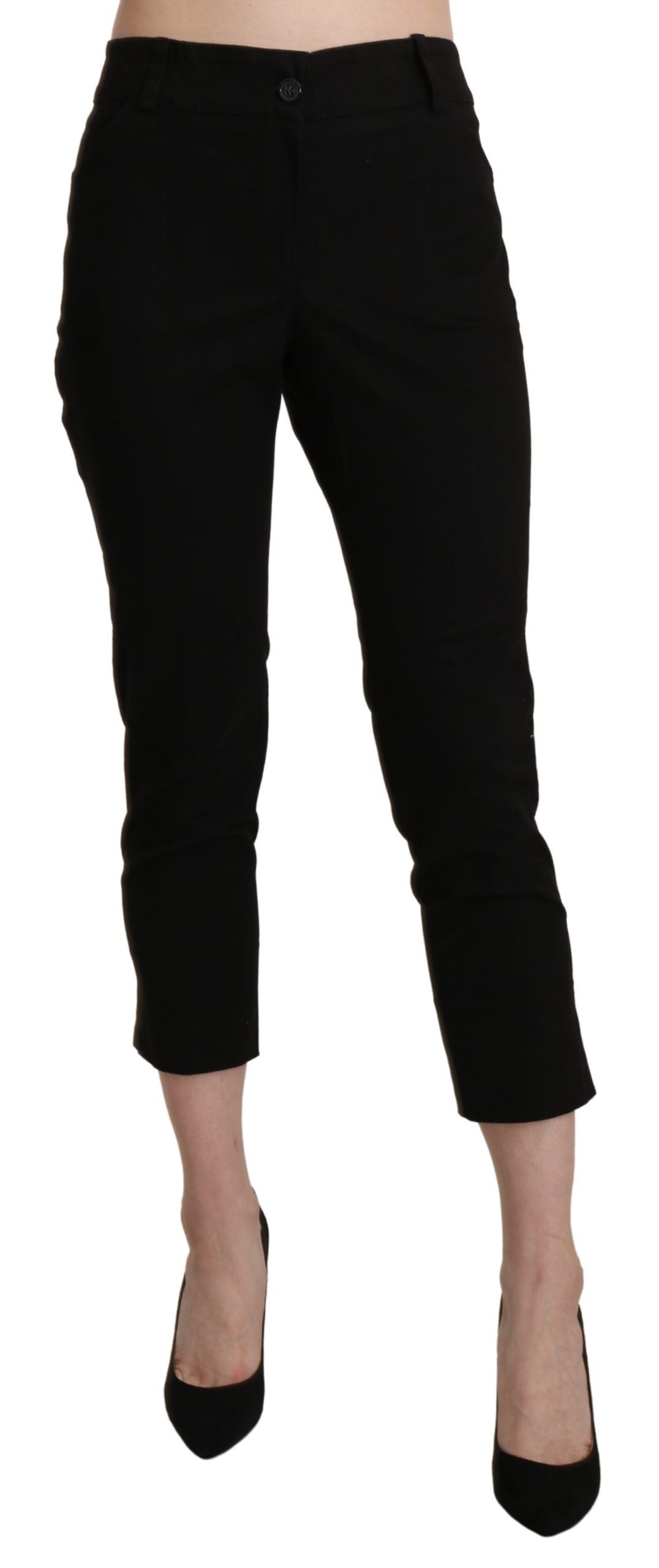 Pantalon de tailleur court skinny taille haute noir BENCIVENGA