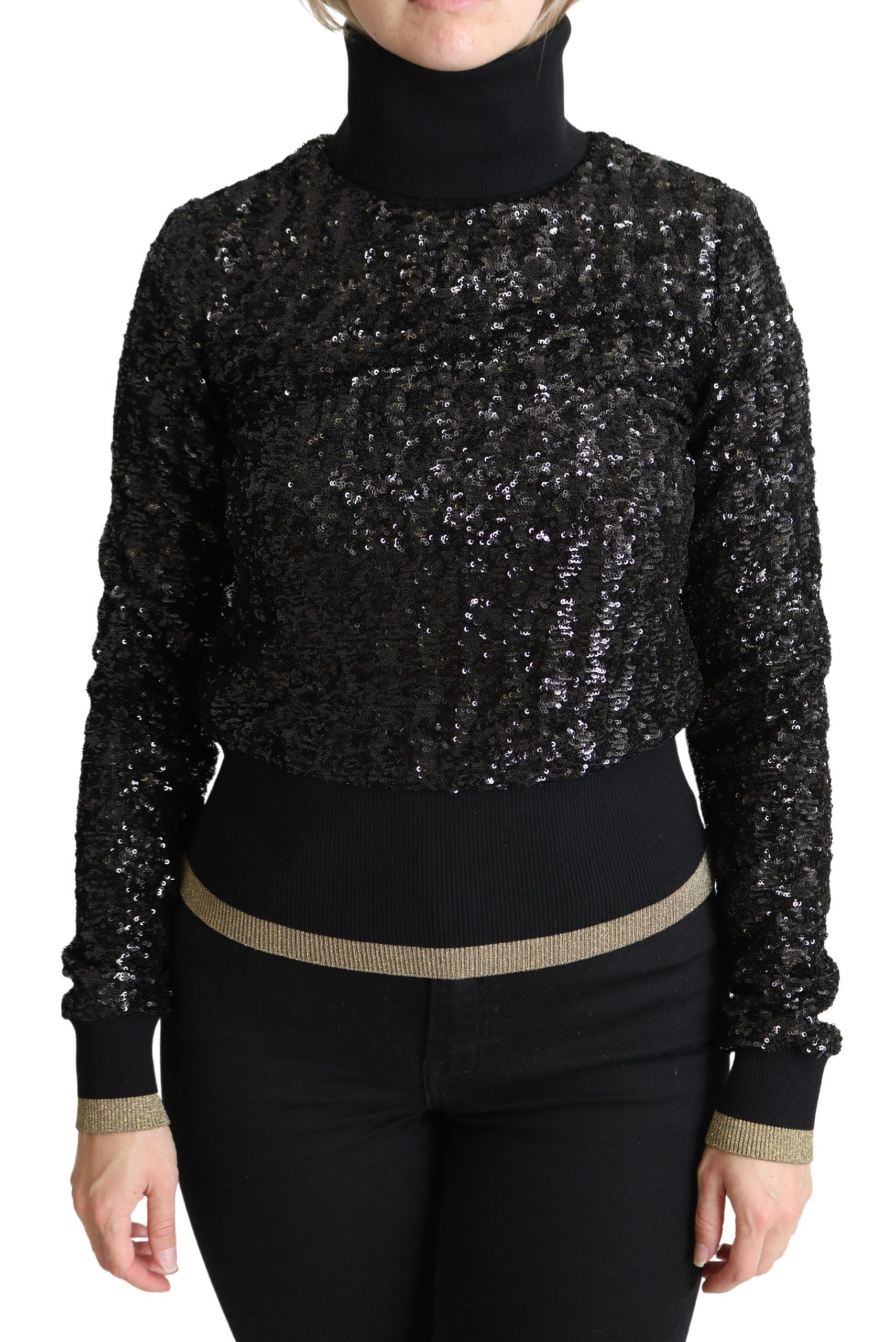 Pull Dolce & Gabbana en maille à col roulé noir à sequins