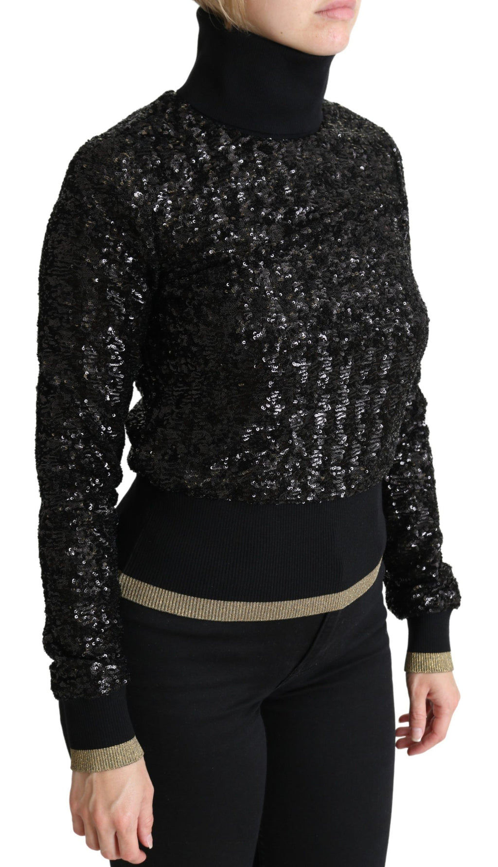 Pull Dolce & Gabbana en maille à col roulé noir à sequins