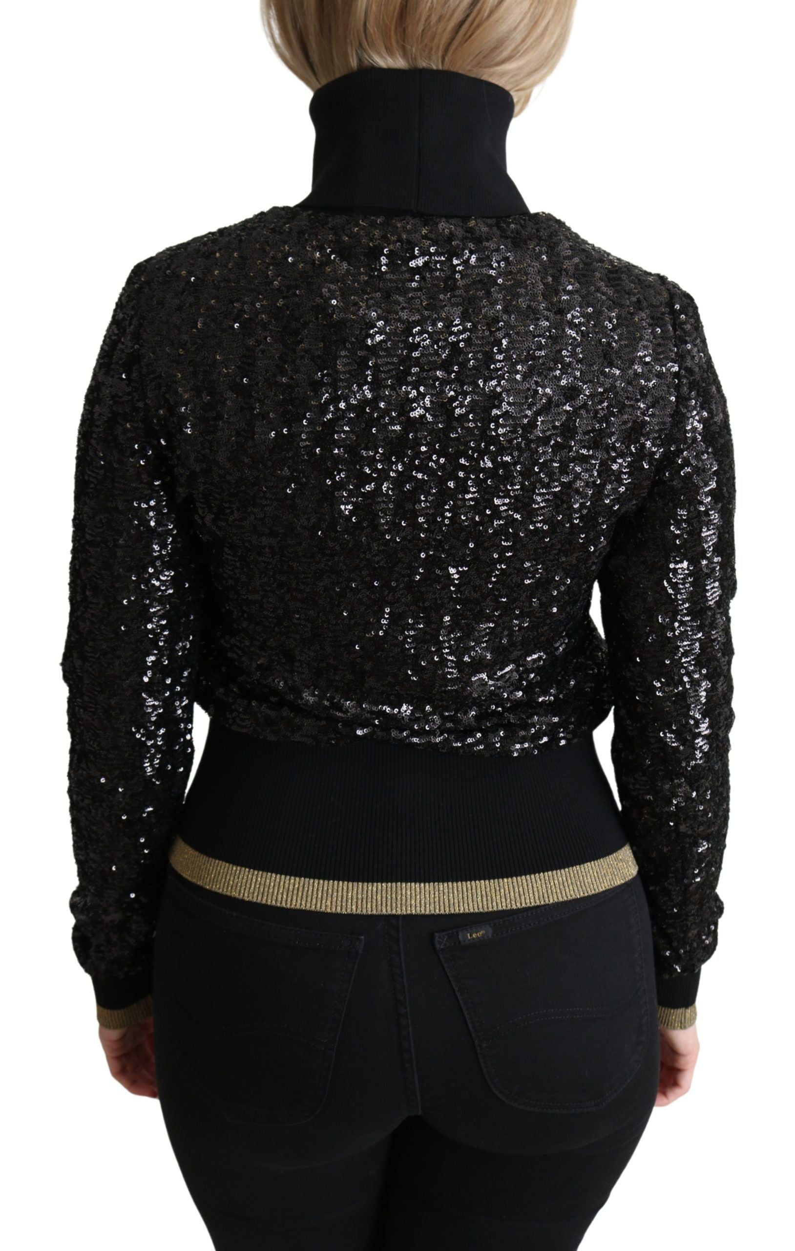 Pull Dolce & Gabbana en maille à col roulé noir à sequins