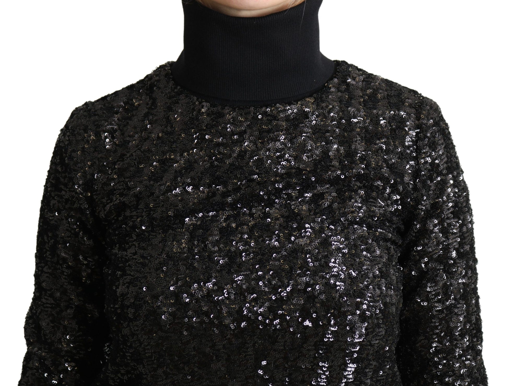 Pull Dolce & Gabbana en maille à col roulé noir à sequins