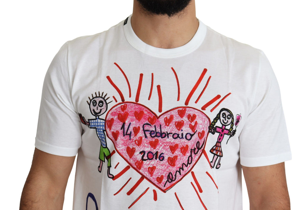 T-shirt Homme Dolce & Gabbana Cœurs Saint-Valentin Blanc Imprimé