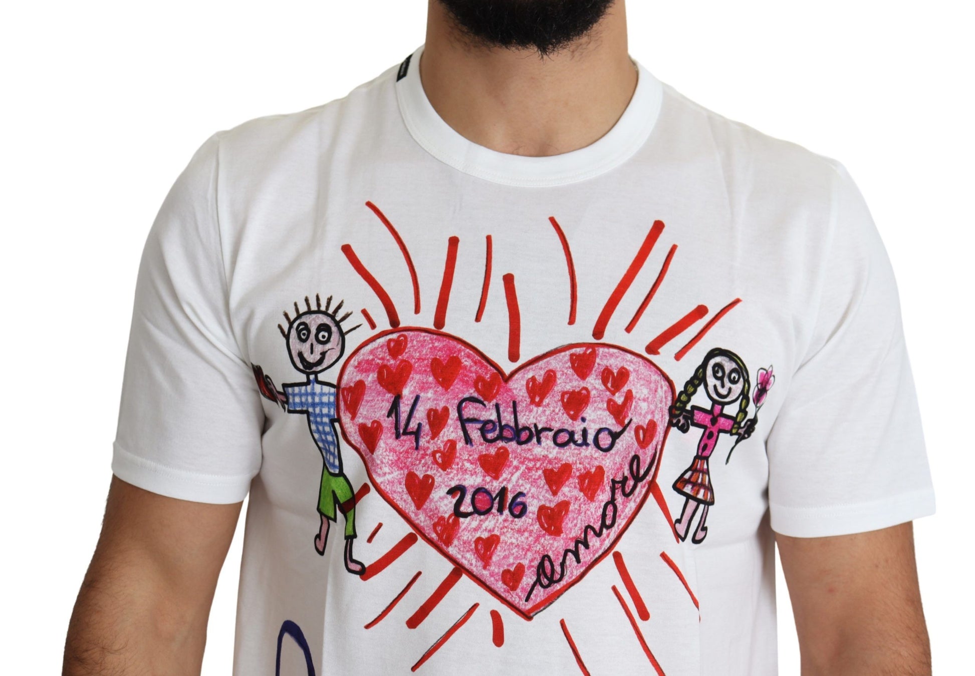 T-shirt Homme Dolce & Gabbana Cœurs Saint-Valentin Blanc Imprimé