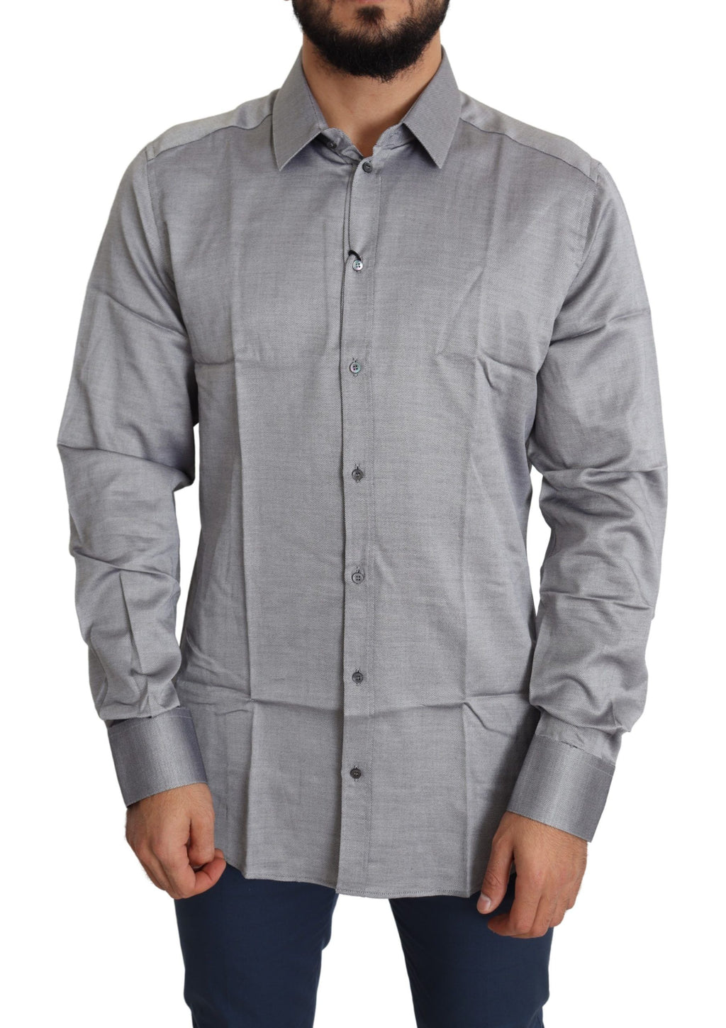 Chemise habillée Dolce & Gabbana GOLD pour homme en coton gris