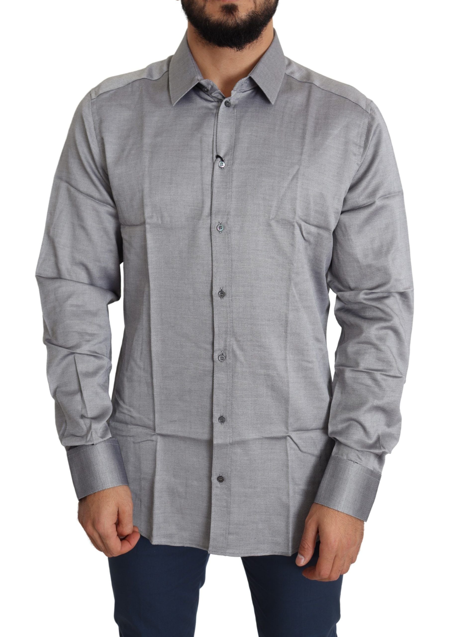 Chemise habillée Dolce & Gabbana GOLD pour homme en coton gris