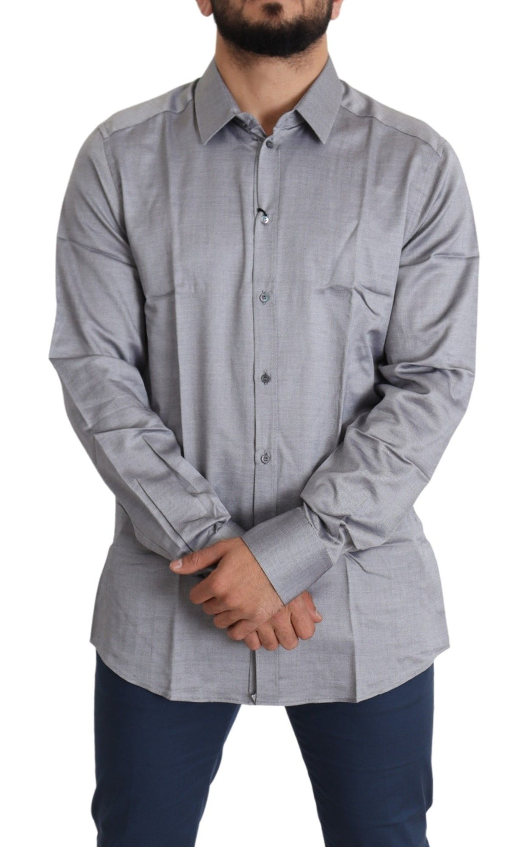 Chemise habillée Dolce & Gabbana GOLD pour homme en coton gris