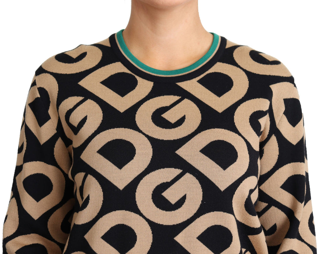 Pull col rond en laine multicolore DG Mania Dolce & Gabbana