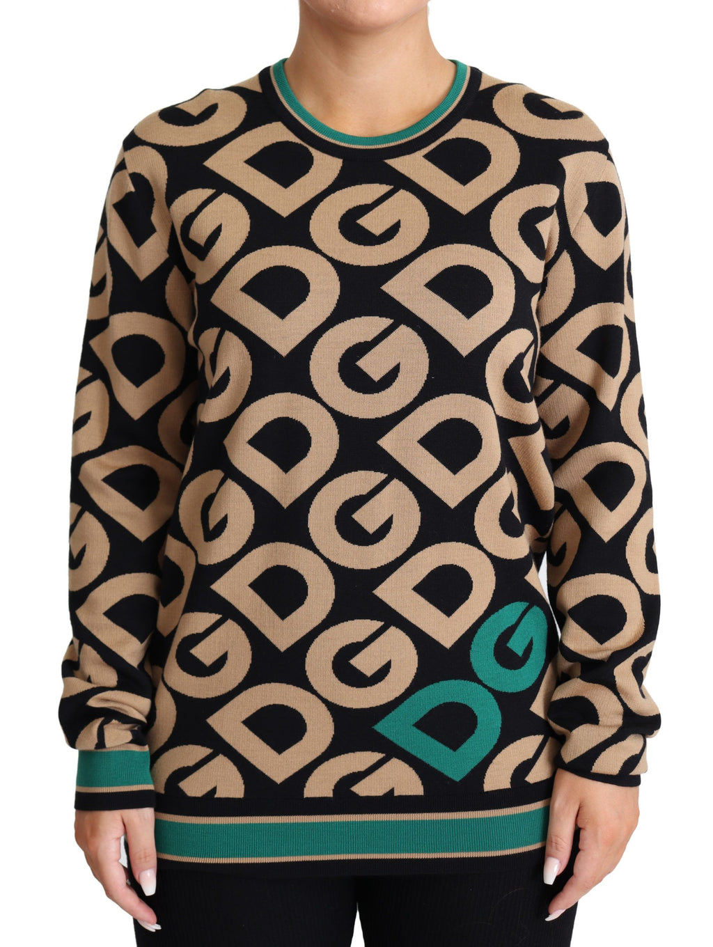 Pull col rond en laine multicolore DG Mania Dolce & Gabbana