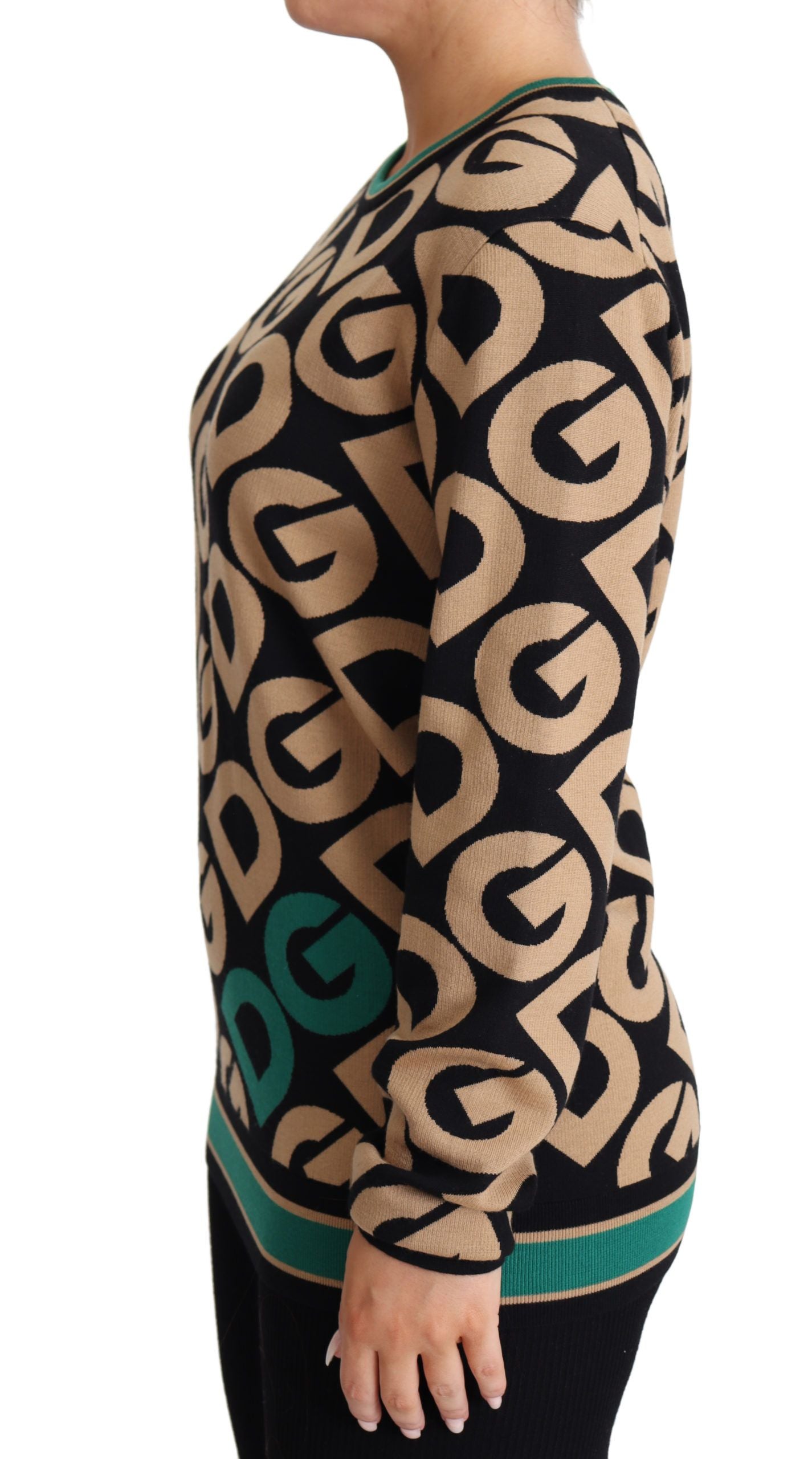 Pull col rond en laine multicolore DG Mania Dolce & Gabbana