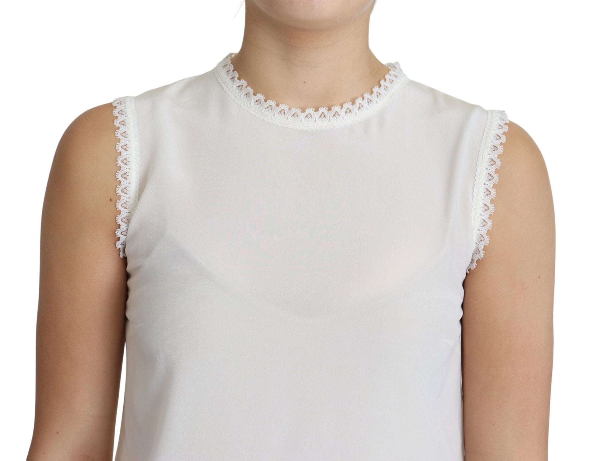 Dolce & Gabbana White Sleeveless T-Shirt for Women detail view