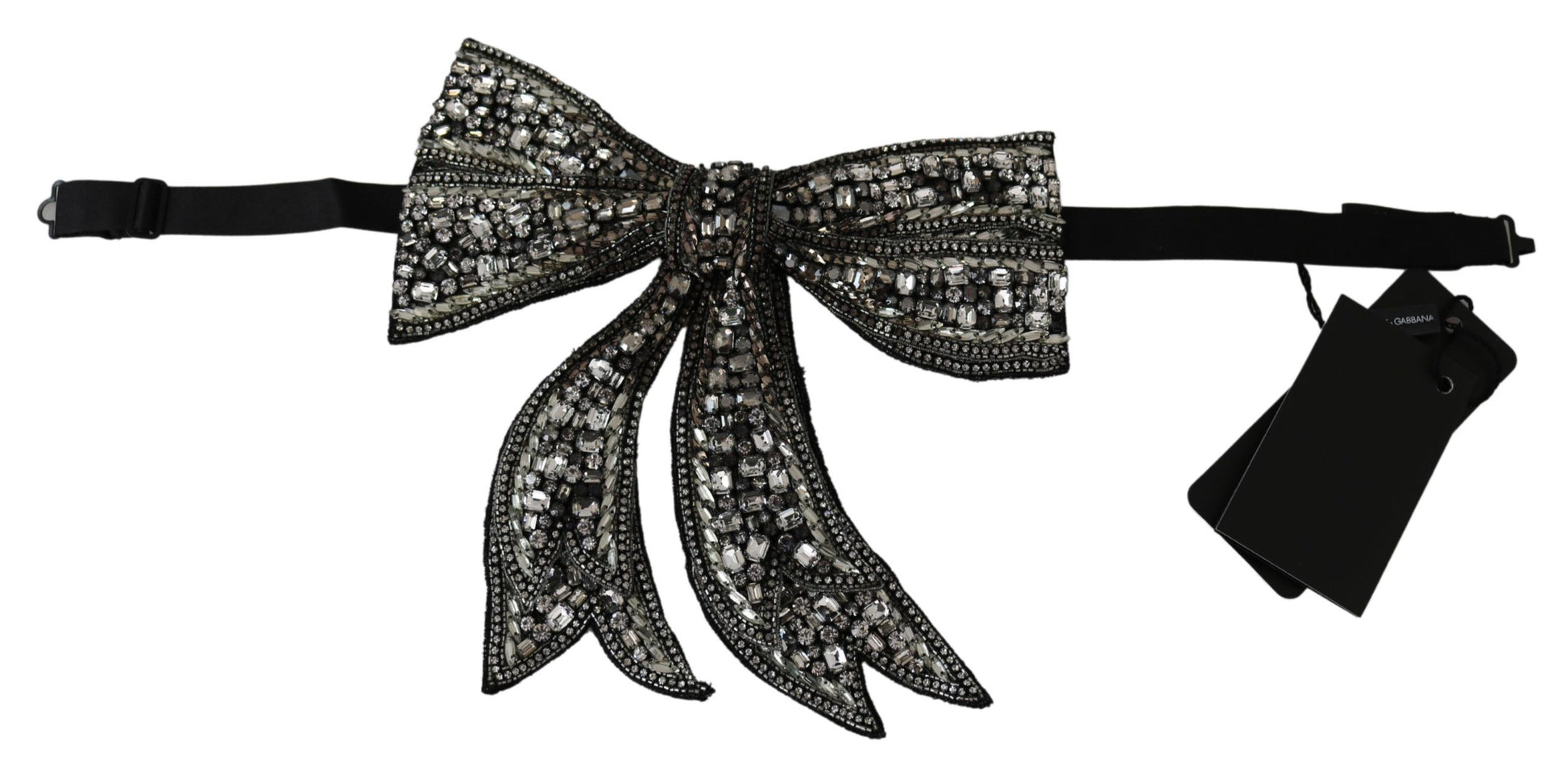 Nœud papillon Dolce & Gabbana en soie 100 % couleur argent avec cristaux pour femme