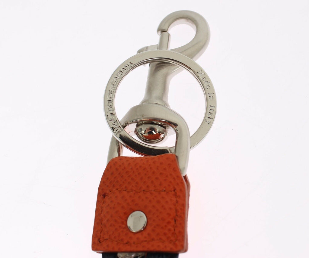 Porte-clés Dolce & Gabbana en raphia multicolore et cuir, avec fermoir et chaîne