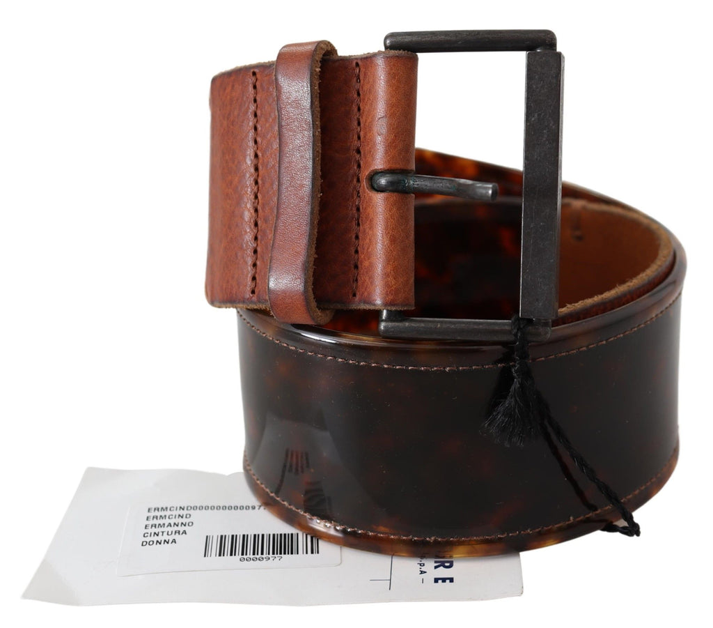 Ceinture large Ermanno Scervino en cuir marron foncé à boucle