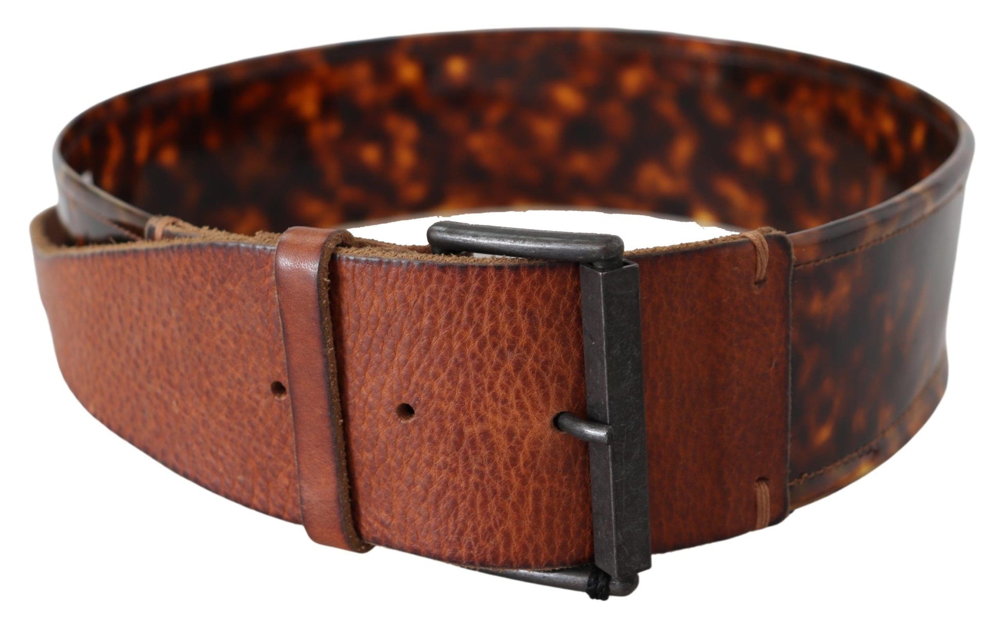 Ceinture large Ermanno Scervino en cuir marron foncé à boucle