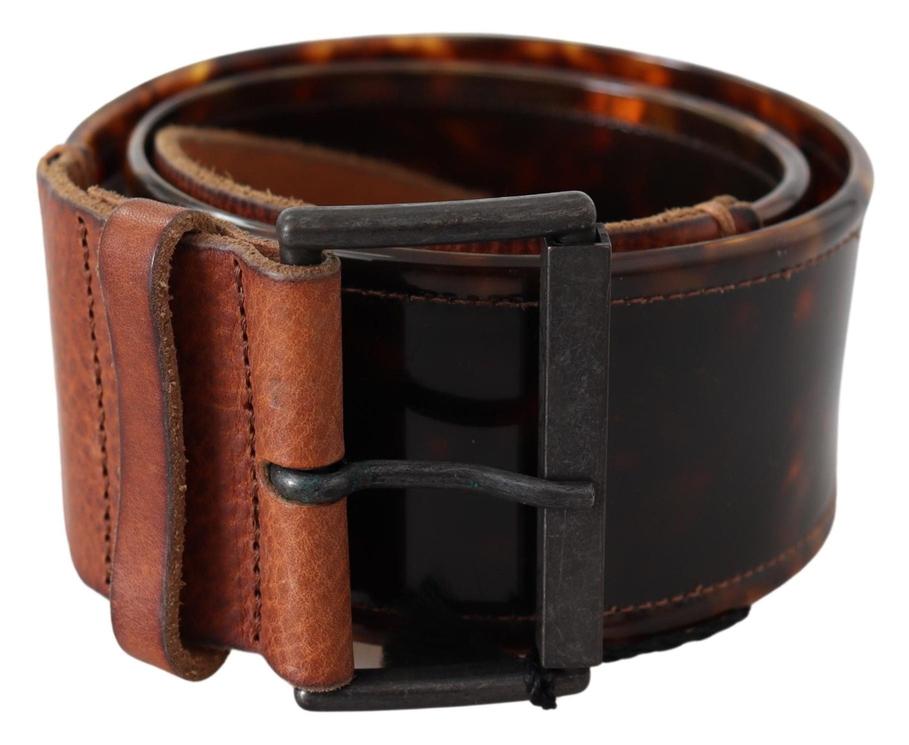 Ceinture large Ermanno Scervino en cuir marron foncé à boucle
