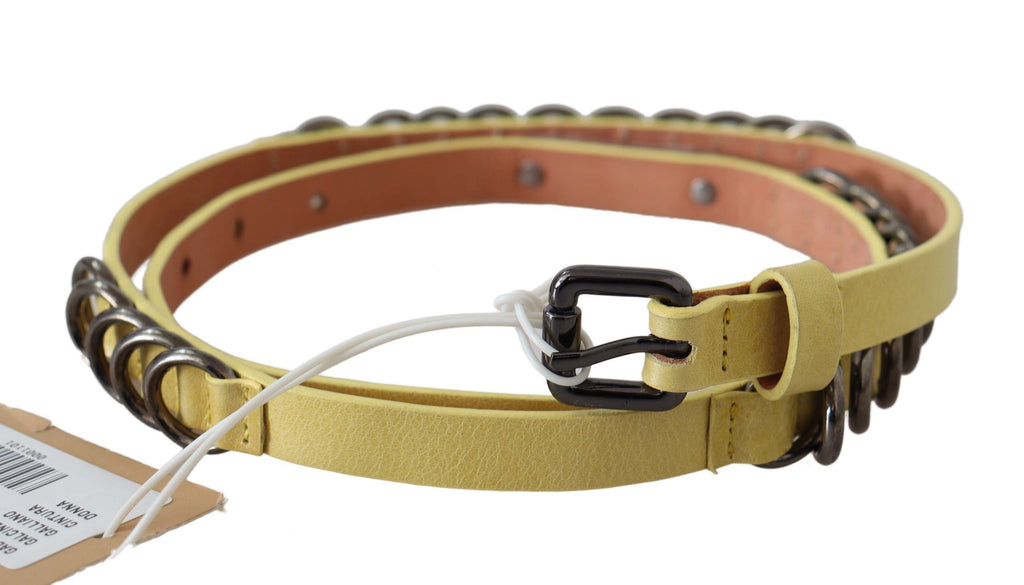 Ceinture fantaisie fine de luxe en cuir jaune John Galliano
