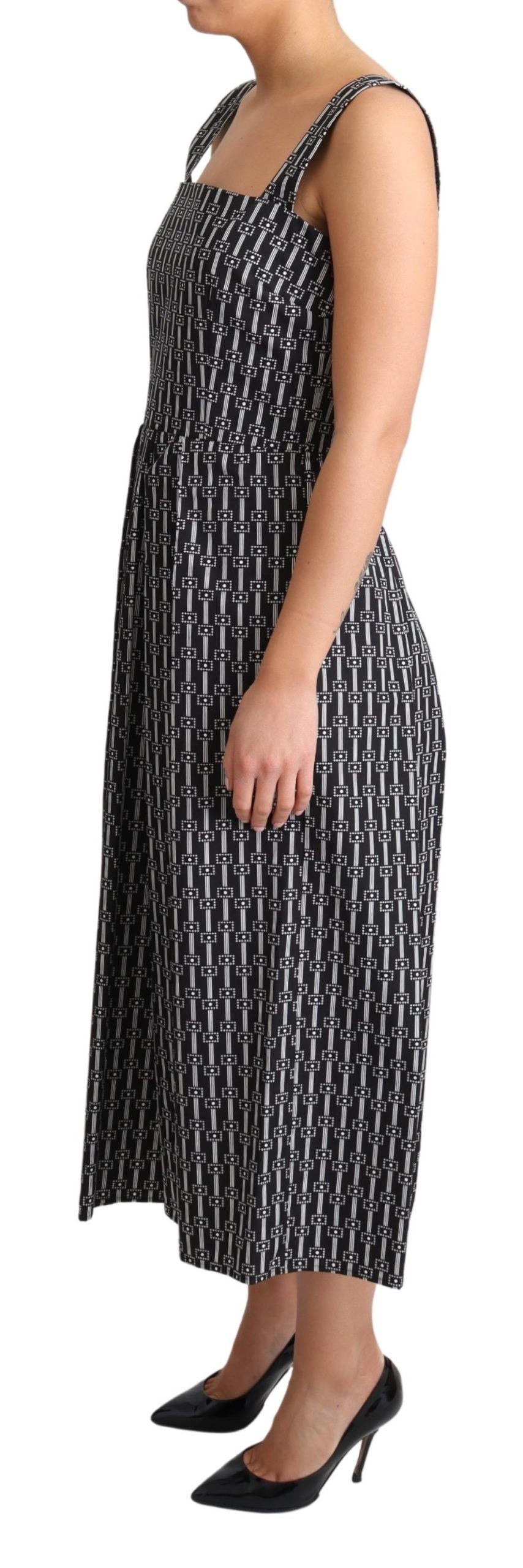 Robe trapèze en coton à motif noir et blanc Dolce & Gabbana