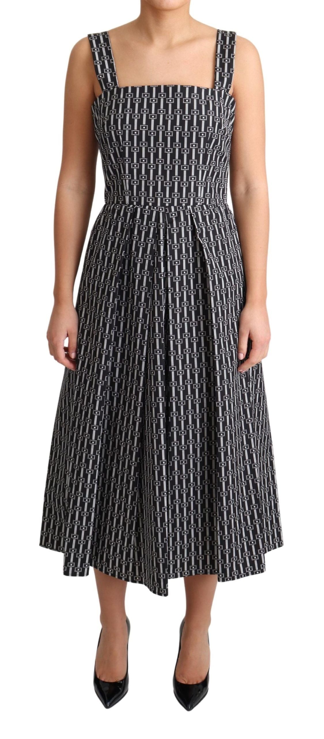 Robe trapèze en coton à motif noir et blanc Dolce & Gabbana