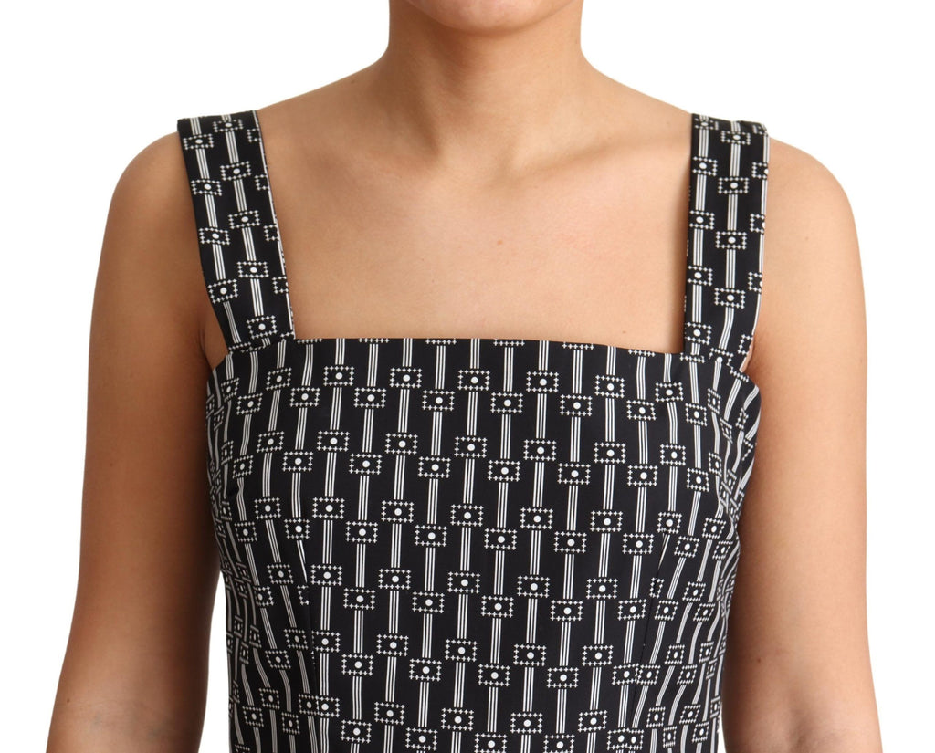 Robe trapèze en coton à motif noir et blanc Dolce & Gabbana