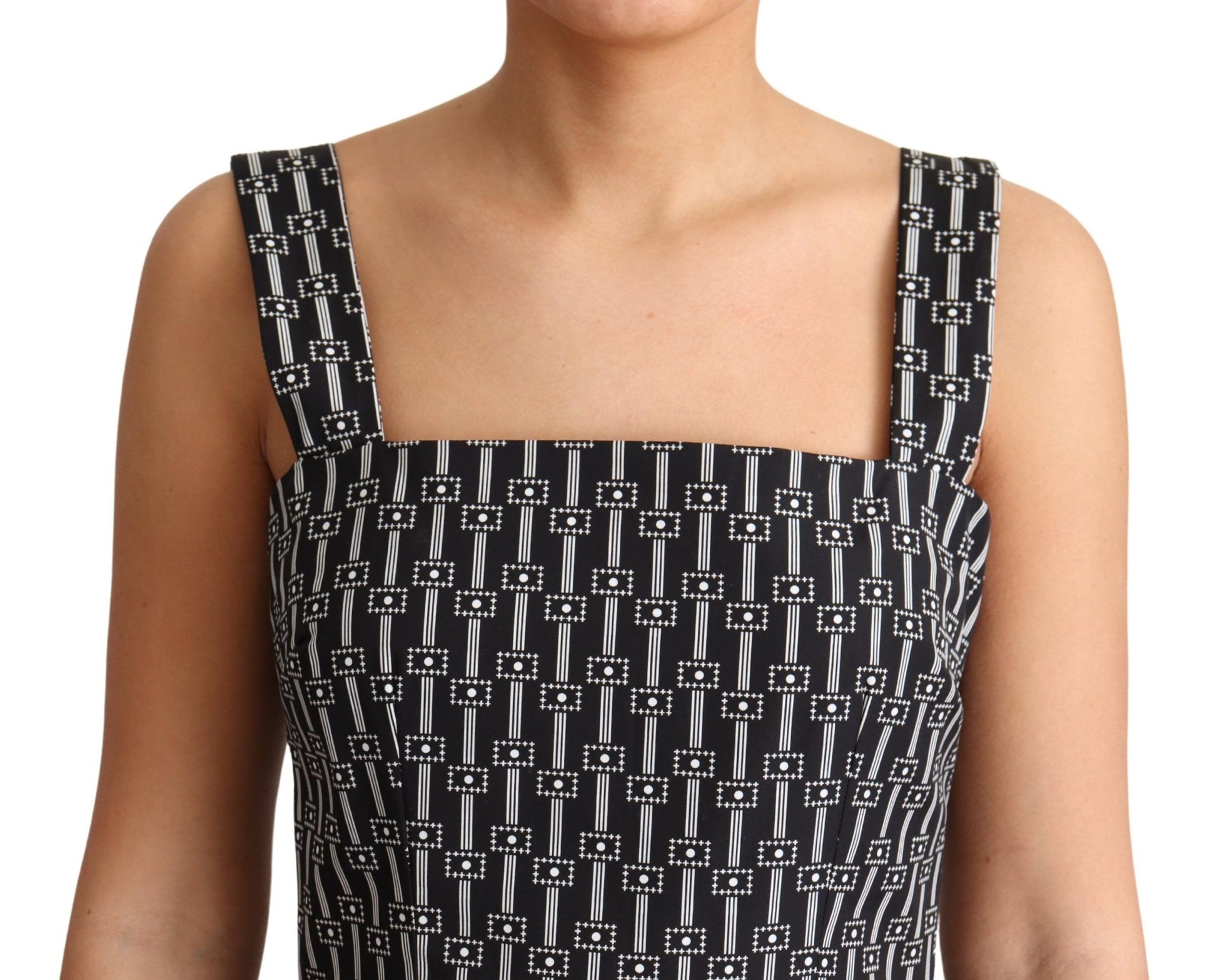 Robe trapèze en coton à motif noir et blanc Dolce & Gabbana