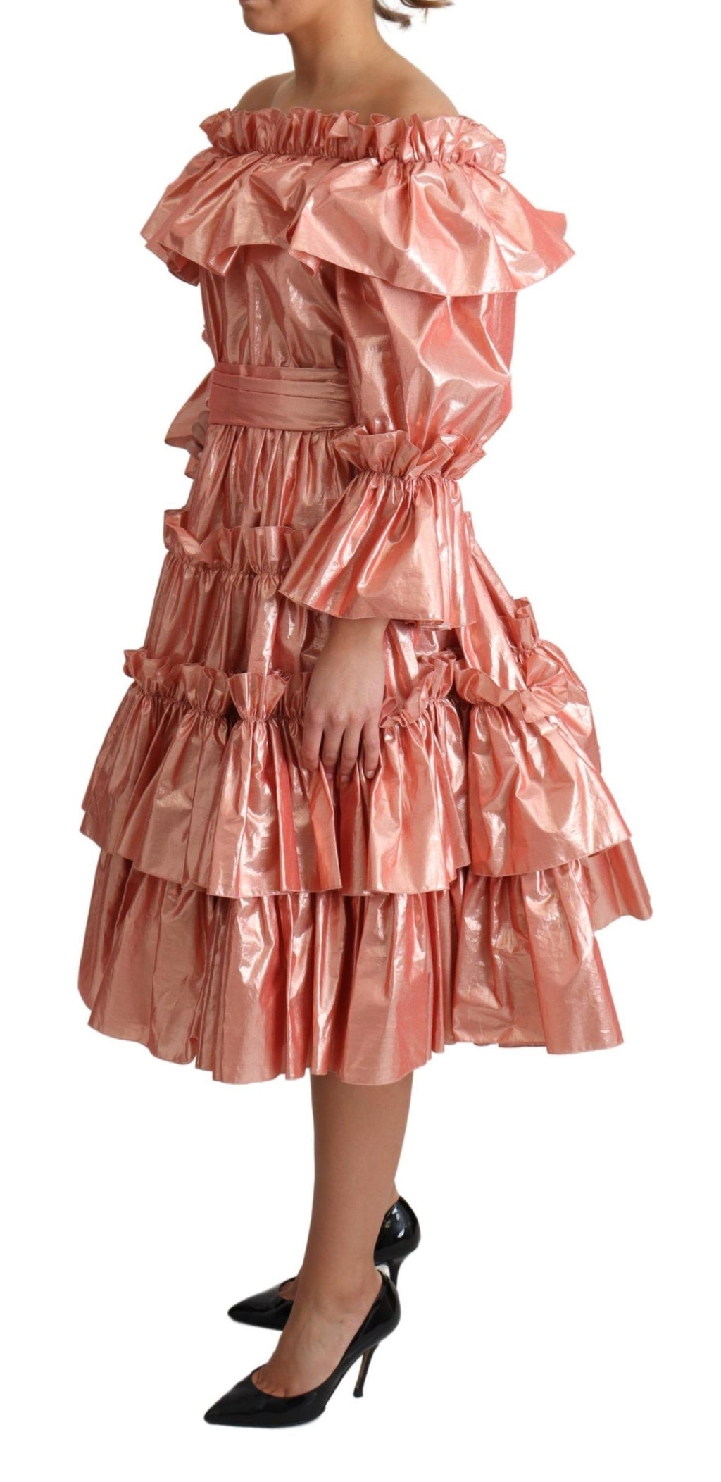 Robe Dolce & Gabbana rose volantée en soie et coton