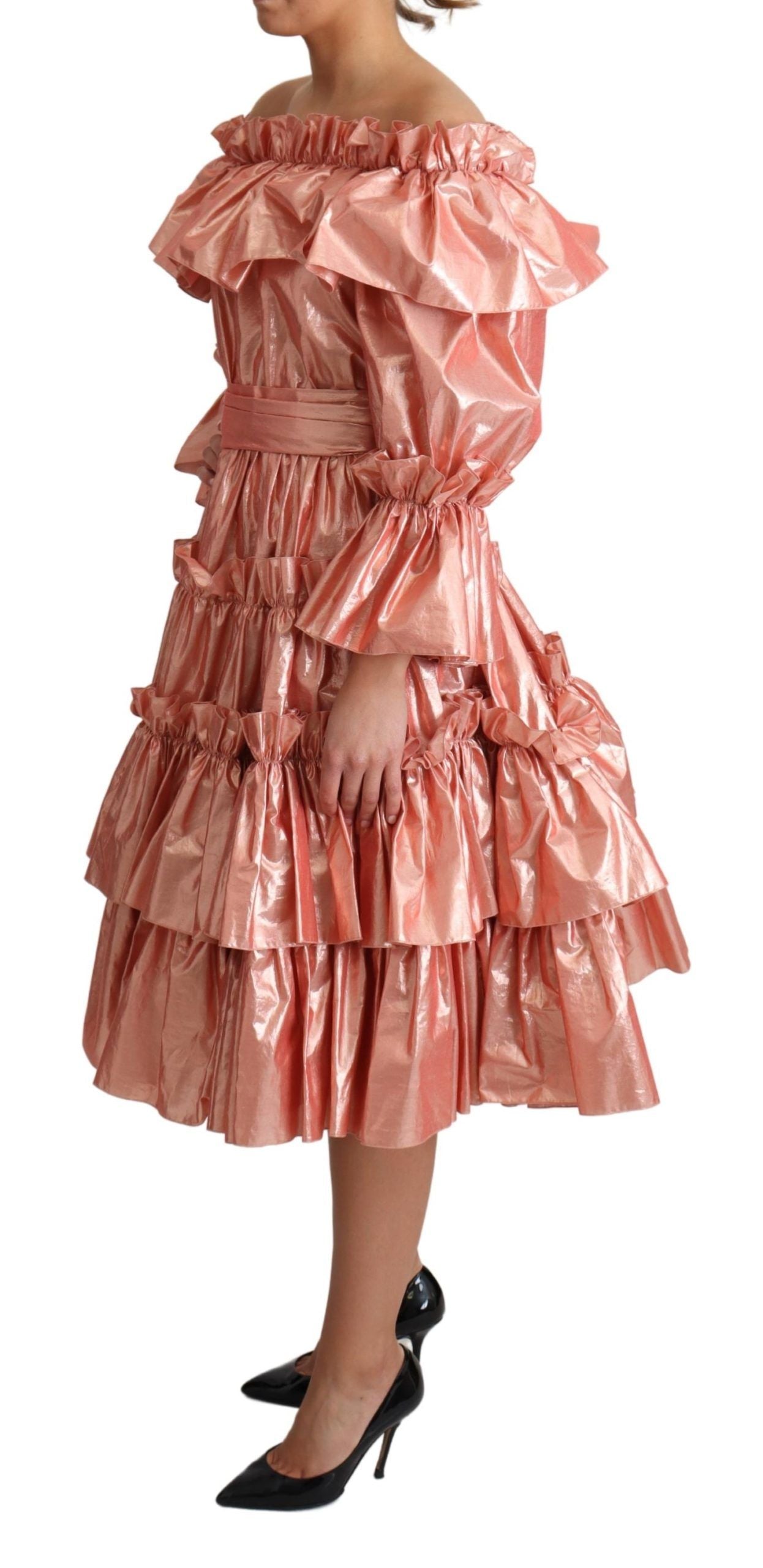 Robe Dolce & Gabbana rose volantée en soie et coton