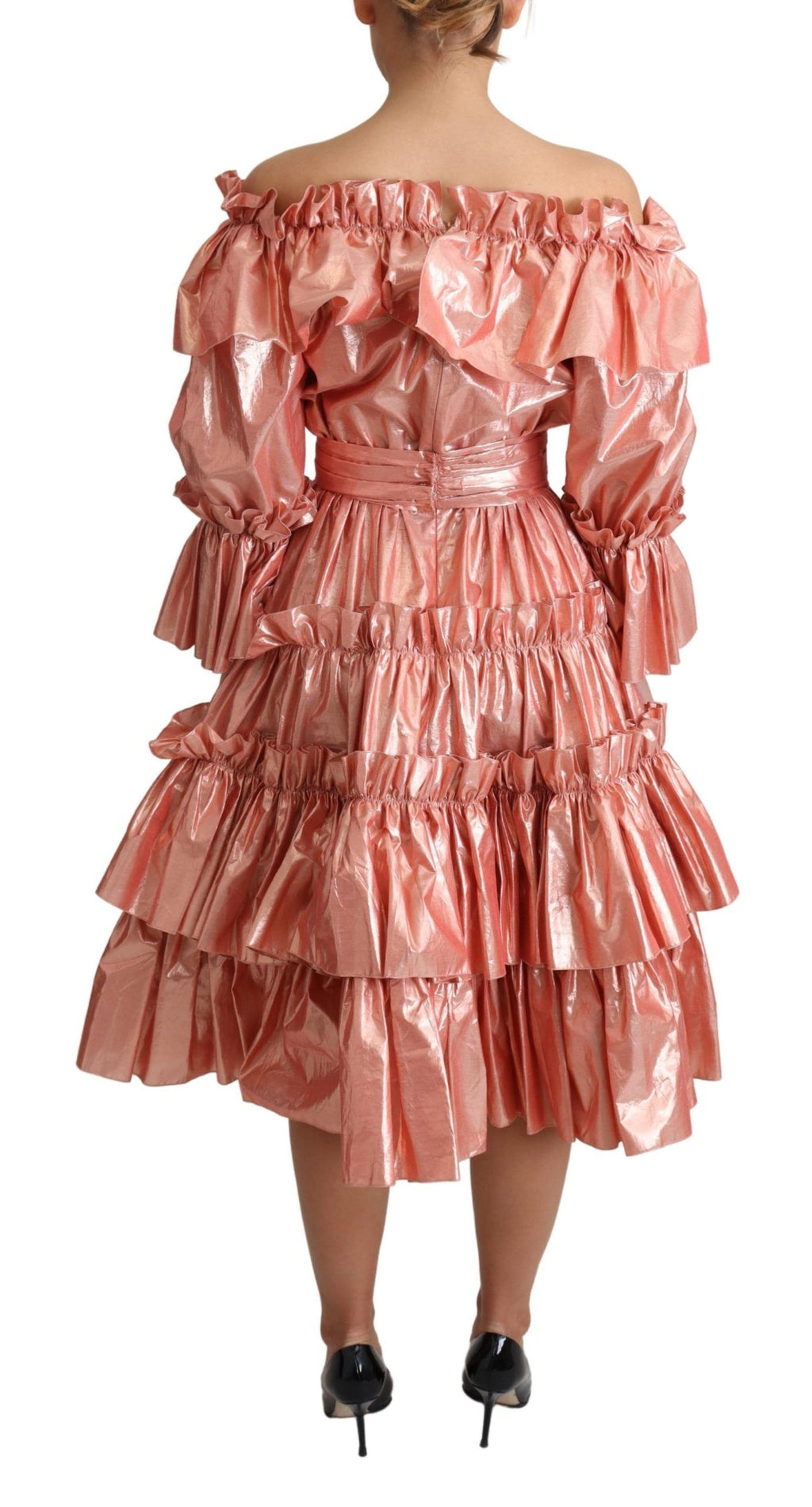 Robe Dolce & Gabbana rose volantée en soie et coton