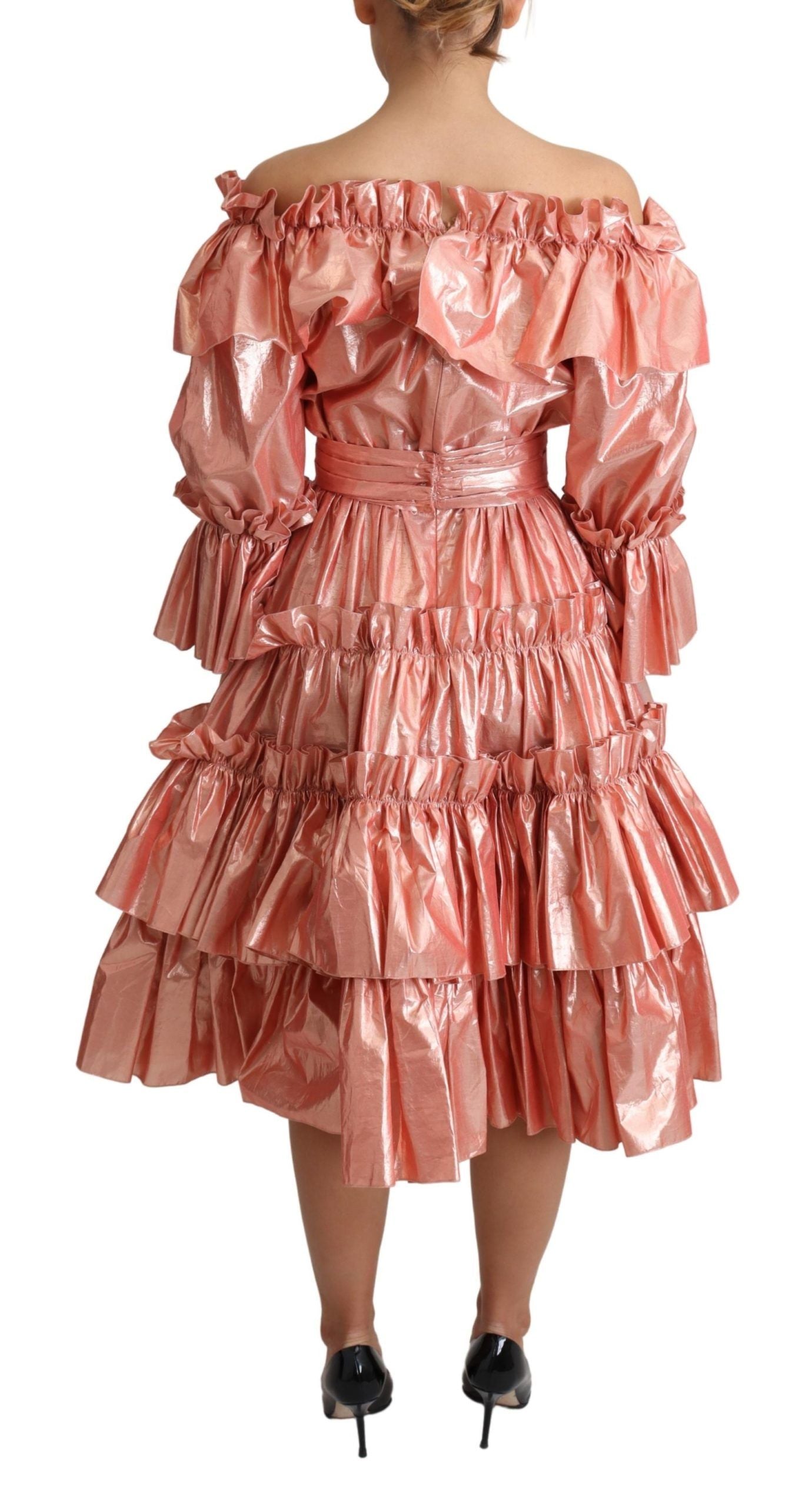 Robe Dolce & Gabbana rose volantée en soie et coton