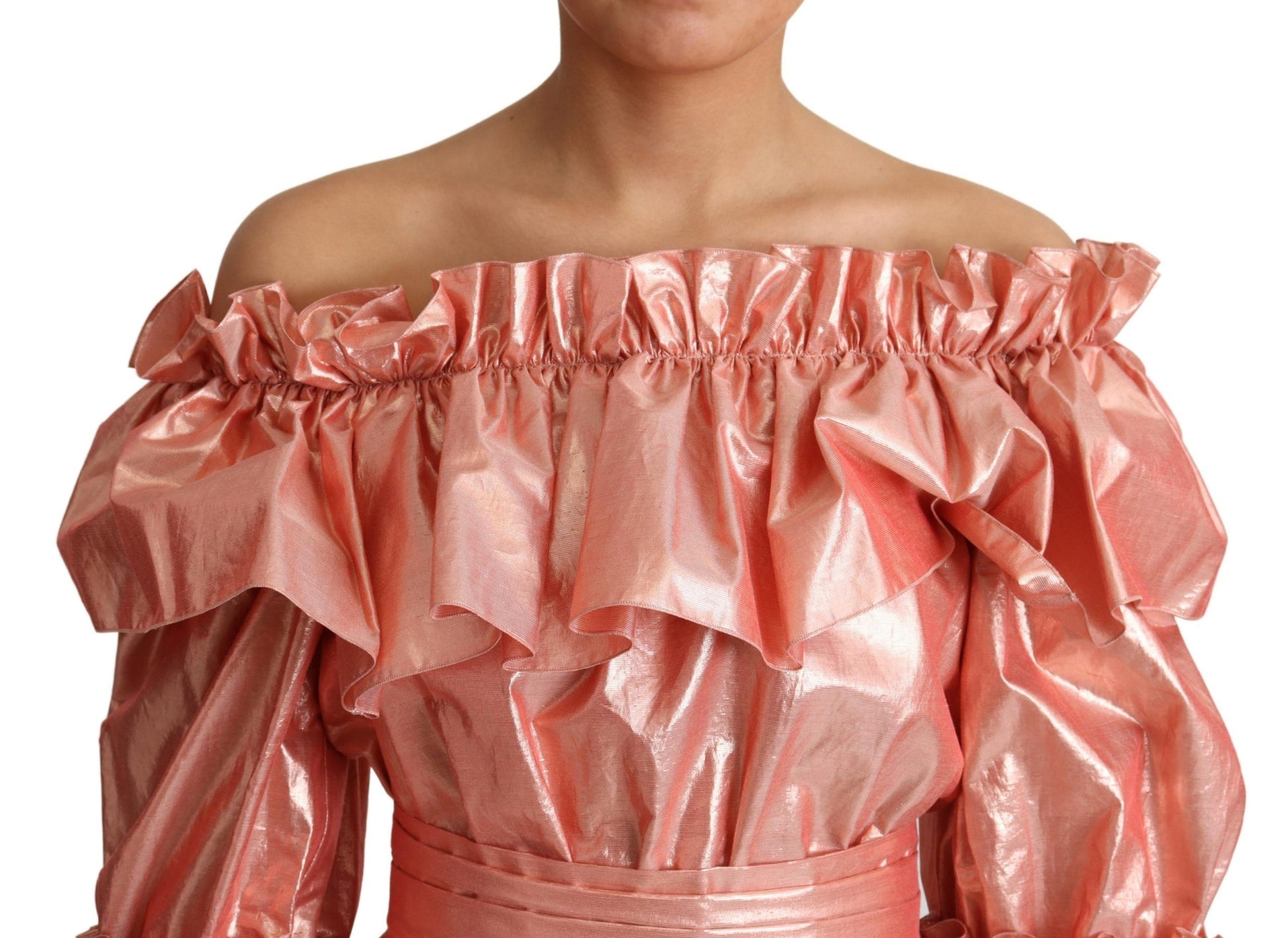 Robe Dolce & Gabbana rose volantée en soie et coton