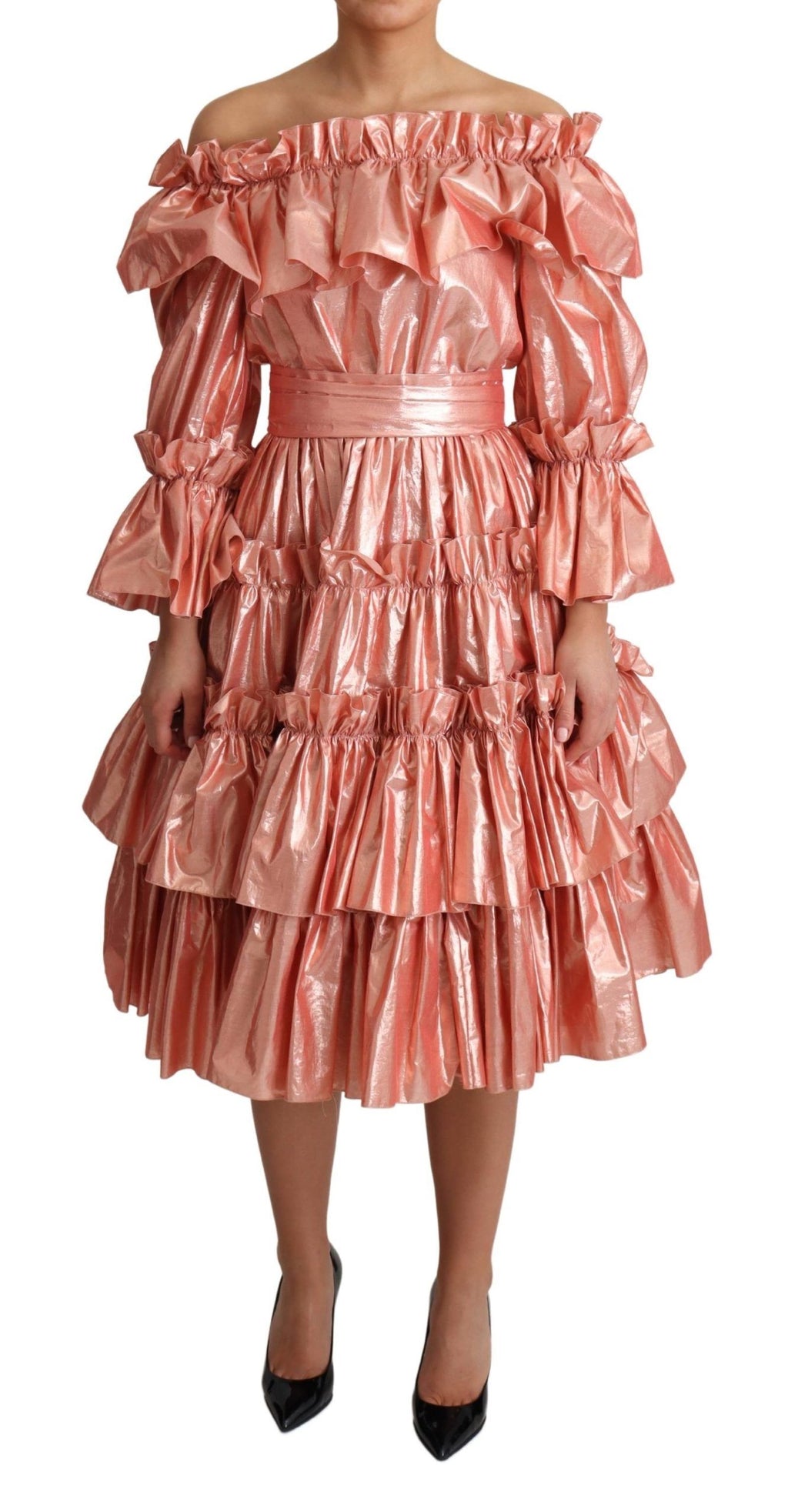 Robe Dolce & Gabbana rose volantée en soie et coton