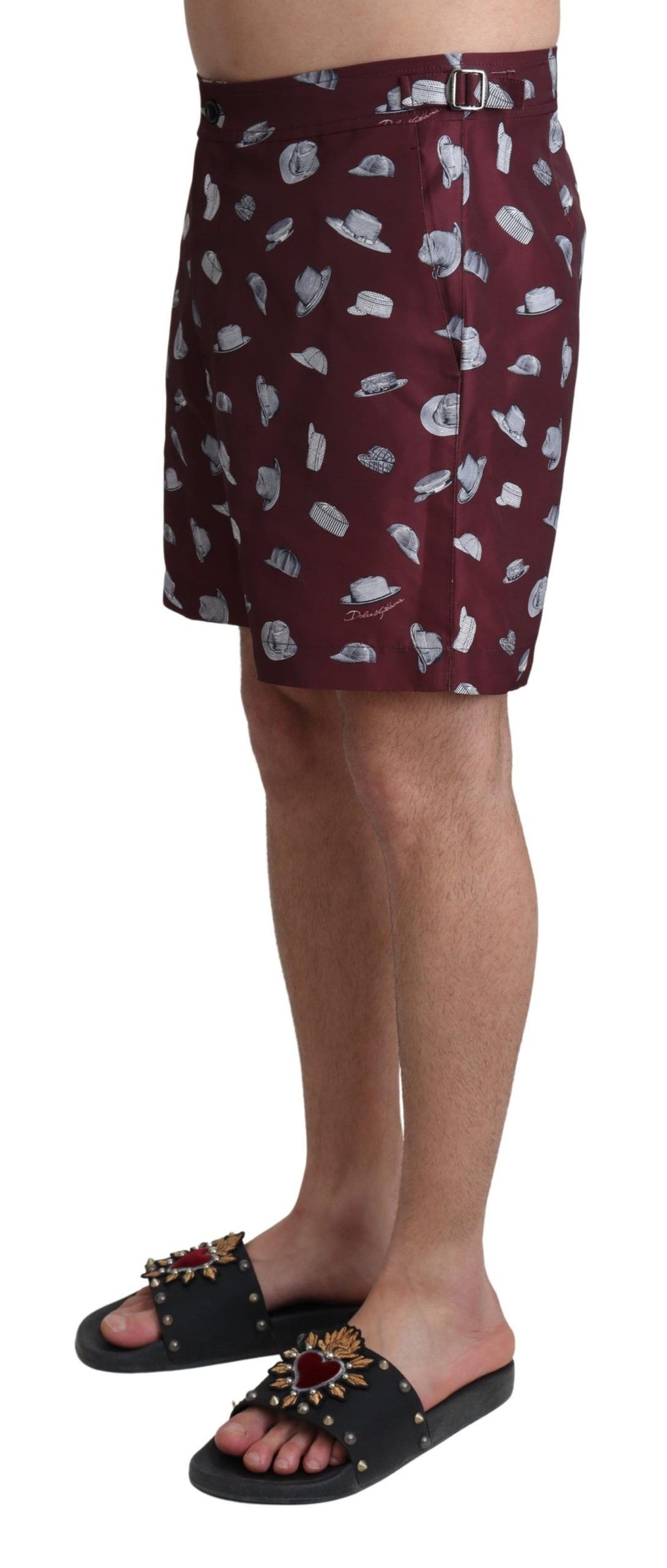 Short de bain Dolce & Gabbana motif chapeaux marrons