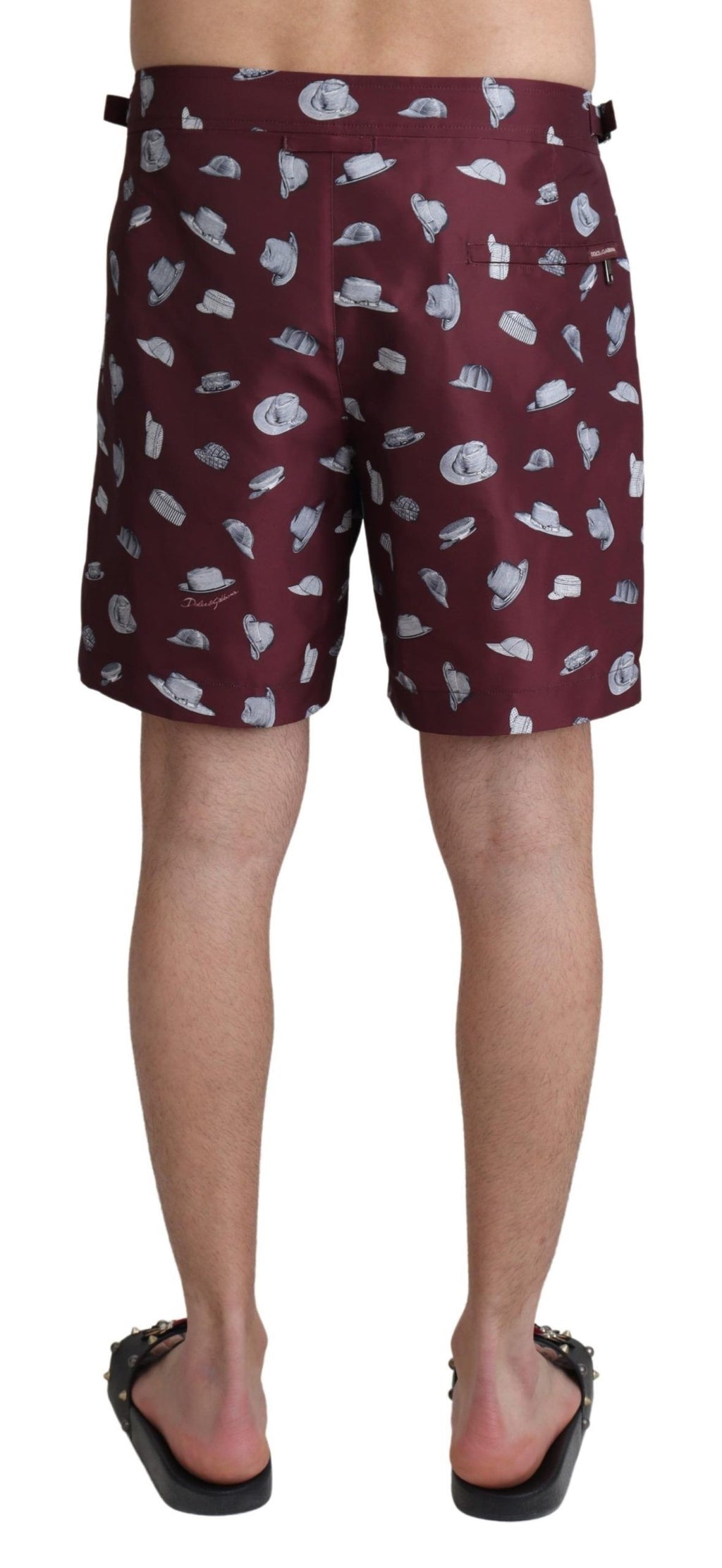 Short de bain Dolce & Gabbana motif chapeaux marrons