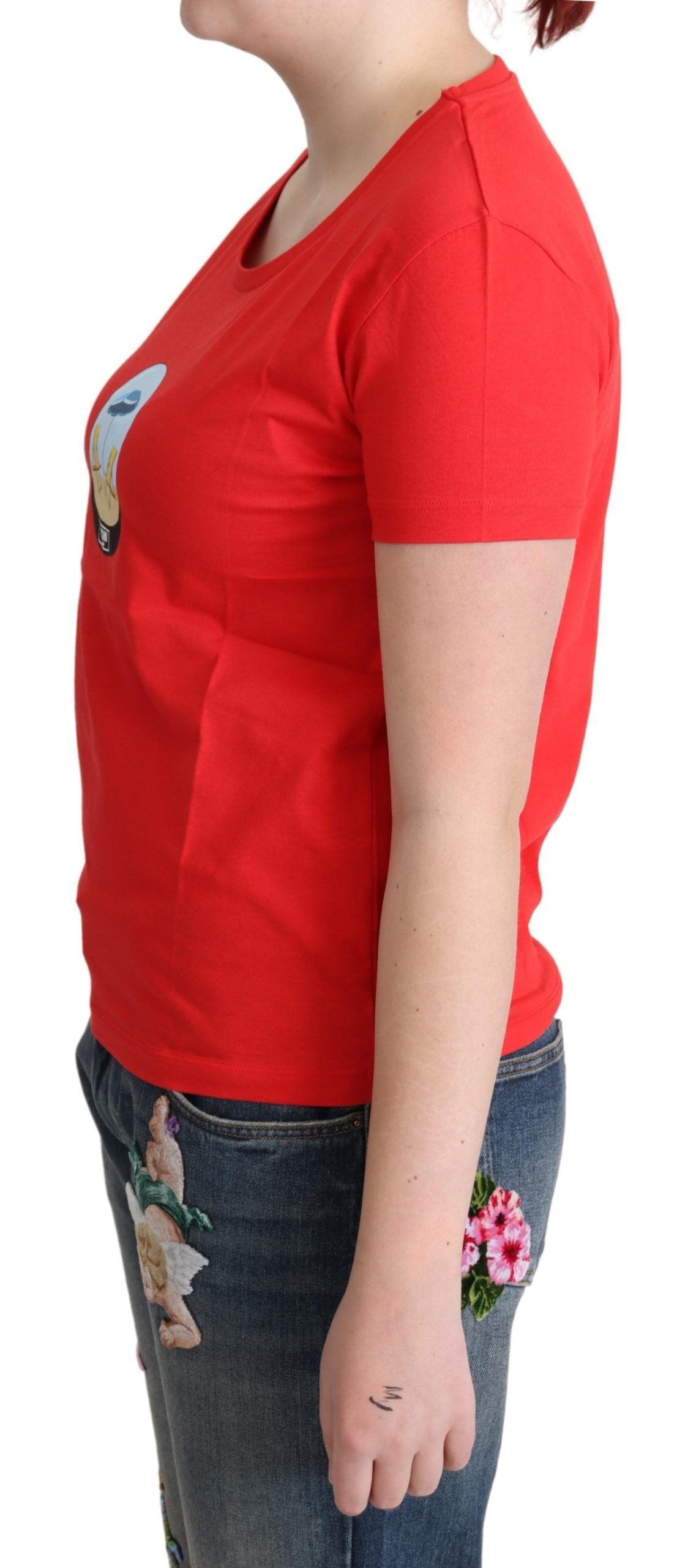Moschino Haut imprimé en coton rouge à manches courtes