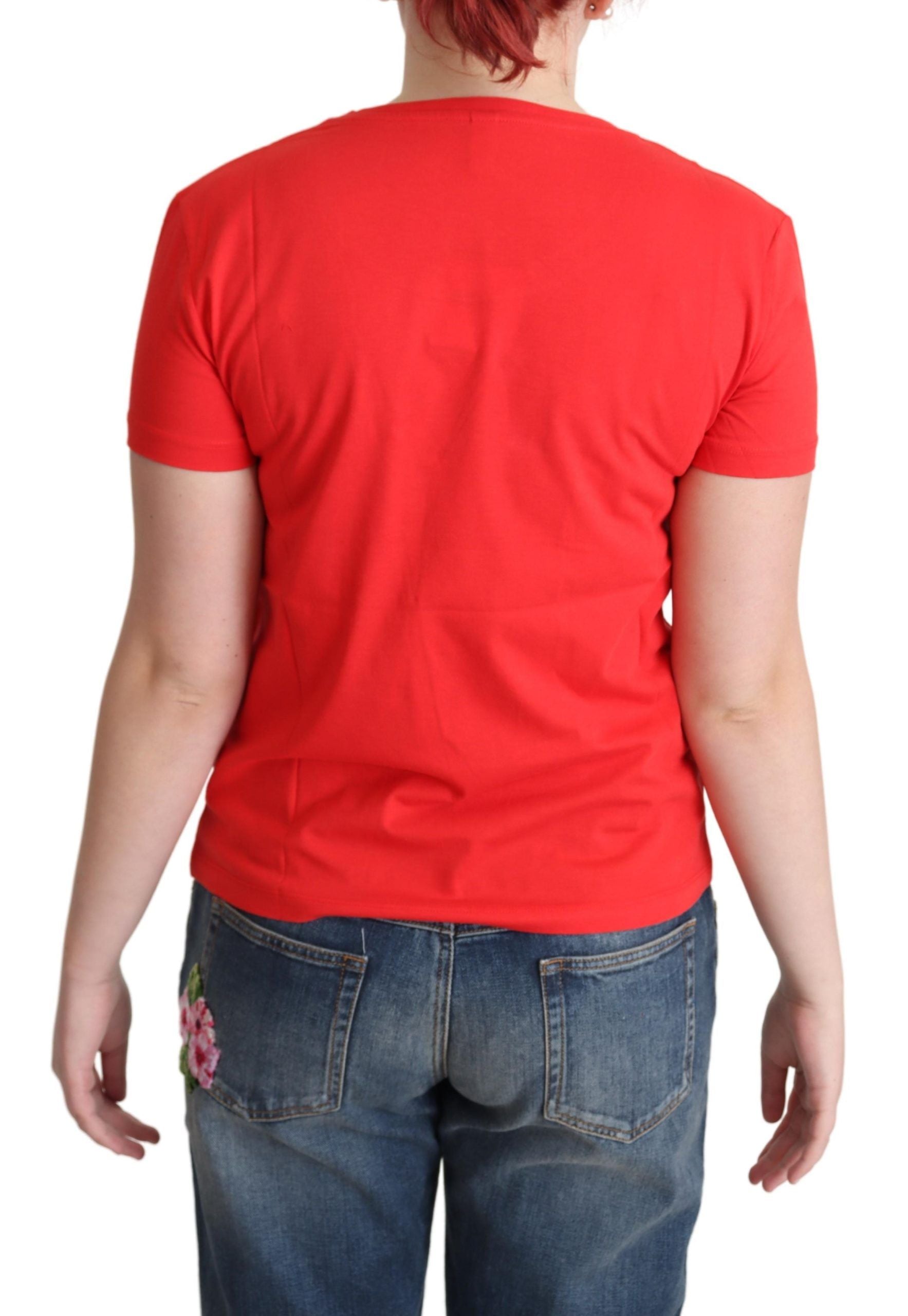 Moschino Haut imprimé en coton rouge à manches courtes