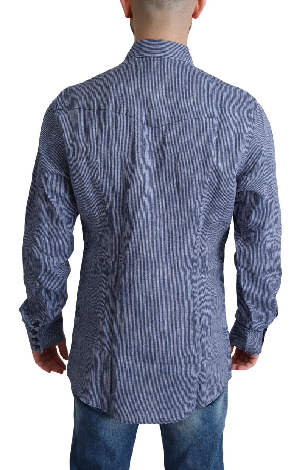 Chemise décontractée boutonnée à rayures bleues Dolce & Gabbana pour homme