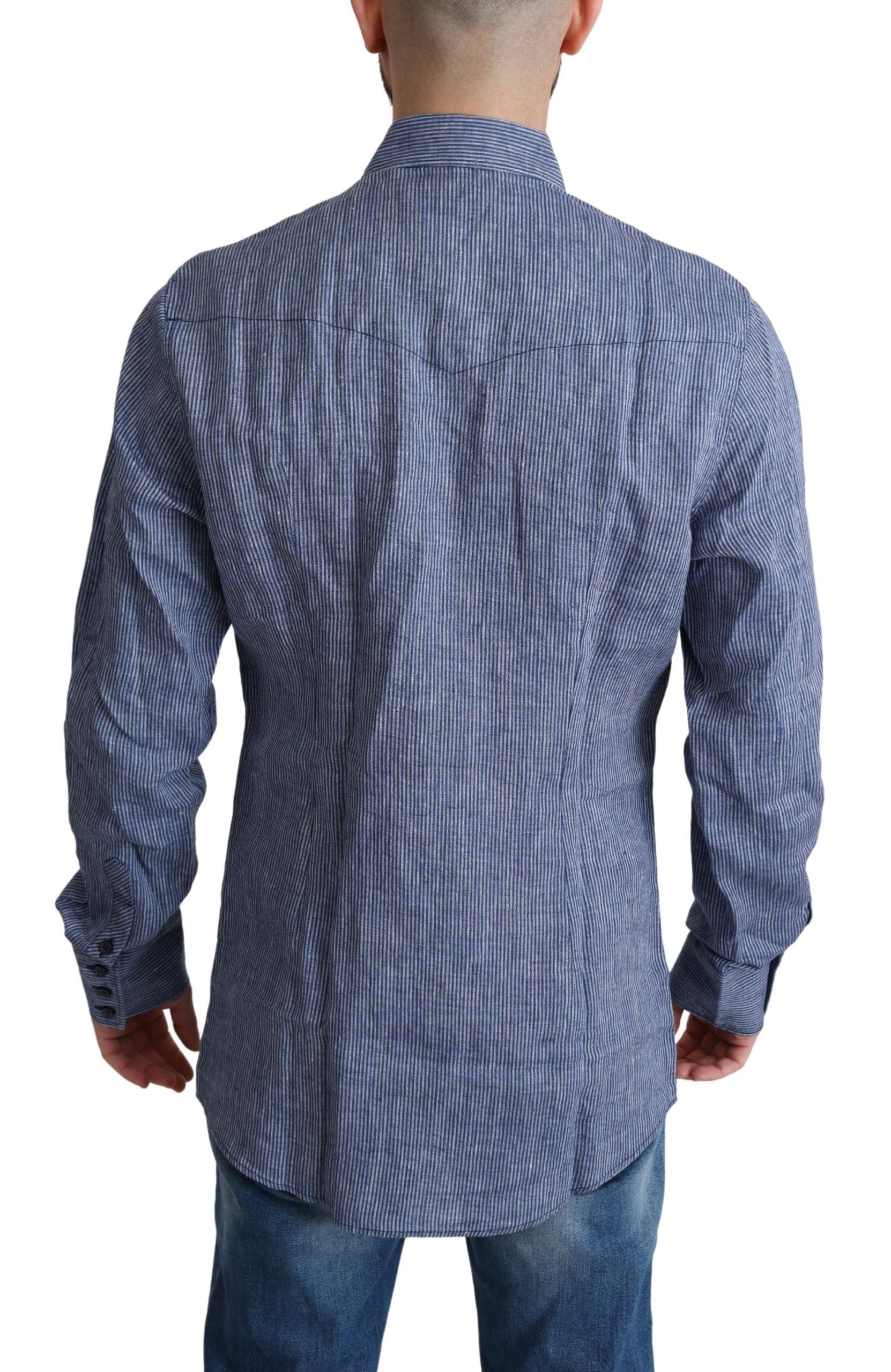 Chemise décontractée boutonnée à rayures bleues Dolce & Gabbana pour homme