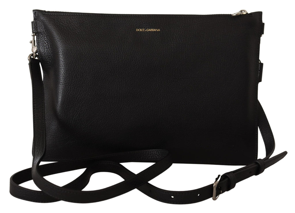 Sac bandoulière en cuir exotique noir Dolce & Gabbana Alta Sartoria